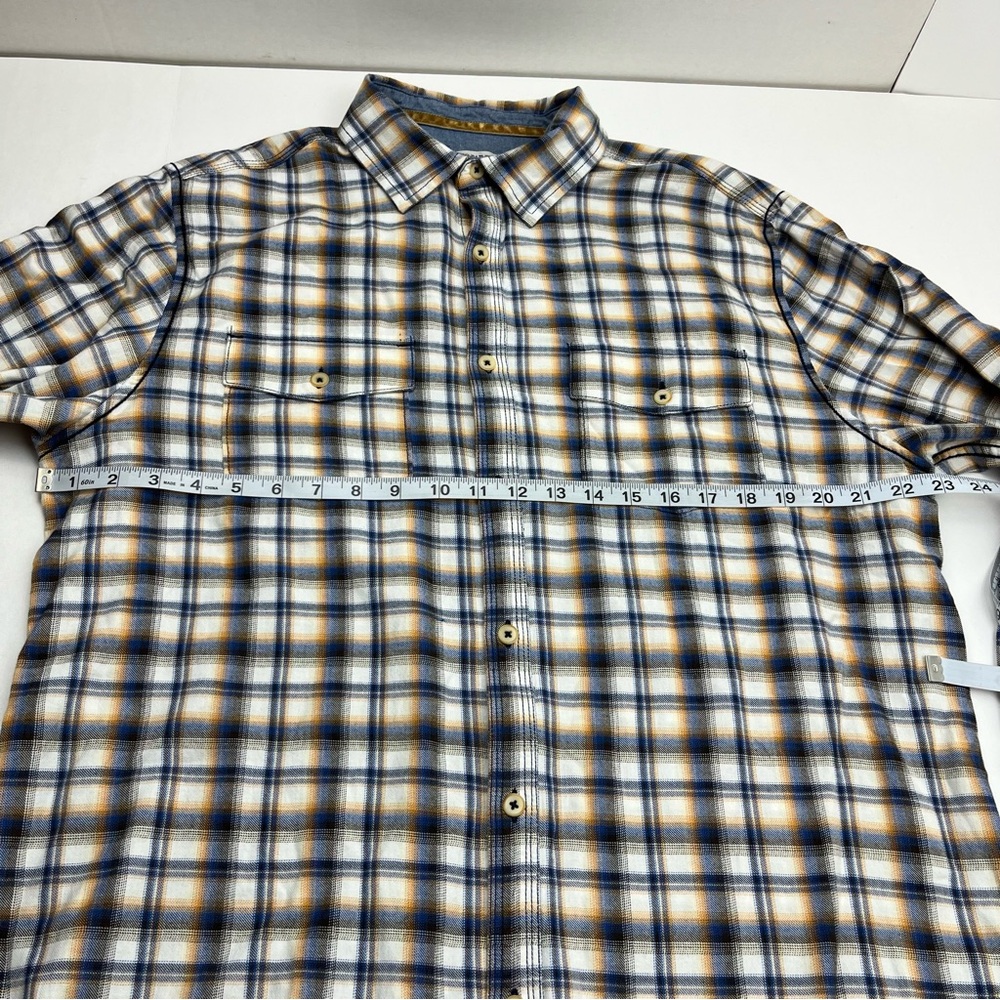 32 Bar Blues Mens Blue Yellow‎ Black White Plaid Long Sleeve Shirt Large *FLAWED - Picture 4 of 14